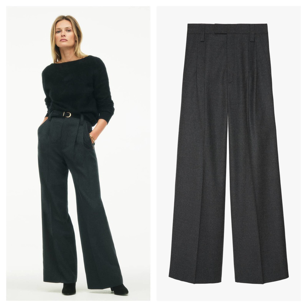 [Zara] Charcoal Gray Wool Blend High Rise Wide Leg Trouser Pants Size Medium M